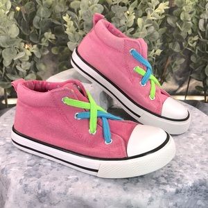 Falls Creek Kids Jasmin Mid Jr Girls 10M Pink Sparkle Canvas Sneakers✨Like NEW✨